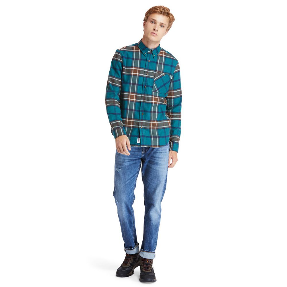 Camasi Timberland Barbati Albastri - Back River Heavy Flannel Check - Romania - ESXOIZ047